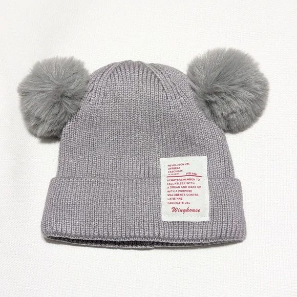 WingHouse Gray Pom-Pom Knit  Beanie for Infants - Picture 2 of 7